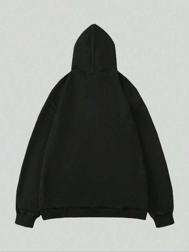 Men'S Graphic Pocket Zip up Essentials Hoodie, Y2K Clothes 2000S, Loose Long Sleeve Hooded Sweatshirt, Casual Top for Fall Winter