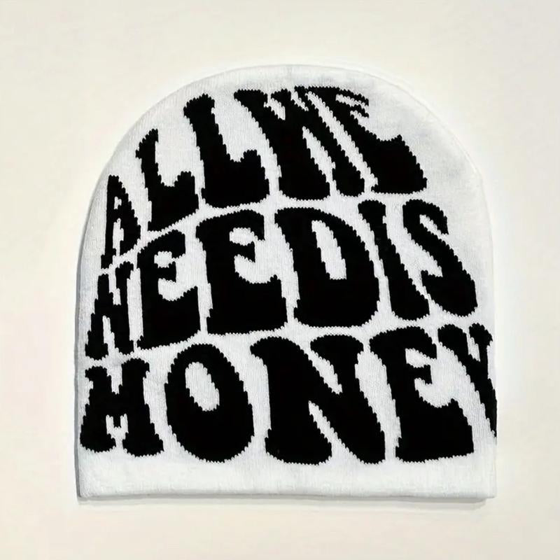 1 Piece Letter Pattern Beanie Hat, Casual Winter Outdoor Sports Hat for Men & Women, 2023 New Style Y2K Knitting Beanies