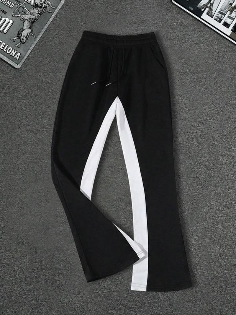 Men'S Letter Cross Graphic Print Drawstring Waist Sweatpants, Street Casual Pocket Trousers for Daily Wear, Men'S Bottoms for Summer