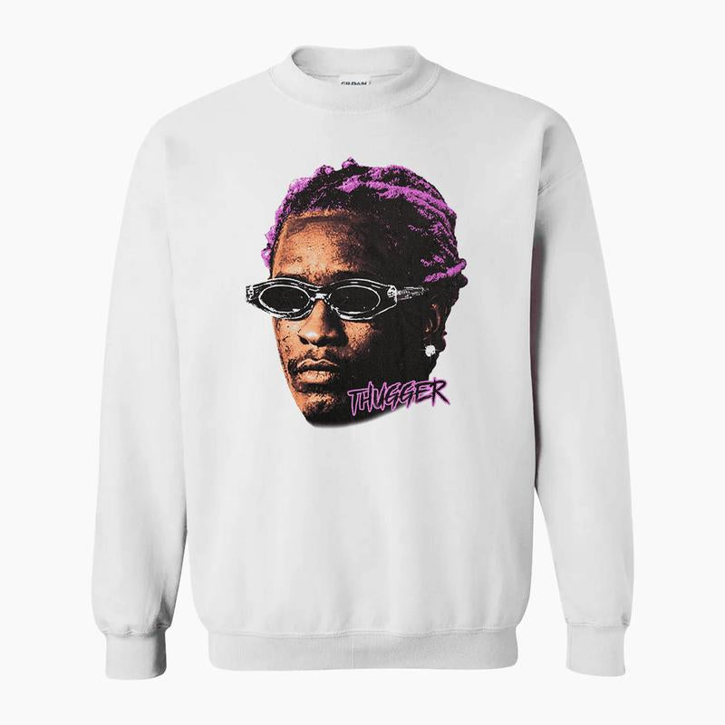 Young Thug Face Shirt Purple - Young Thug Inspired Vintage Premium Graphic Tee