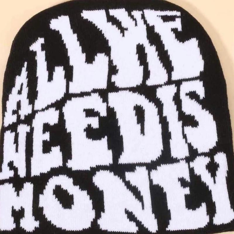 1 Piece Letter Pattern Beanie Hat, Casual Winter Outdoor Sports Hat for Men & Women, 2023 New Style Y2K Knitting Beanies