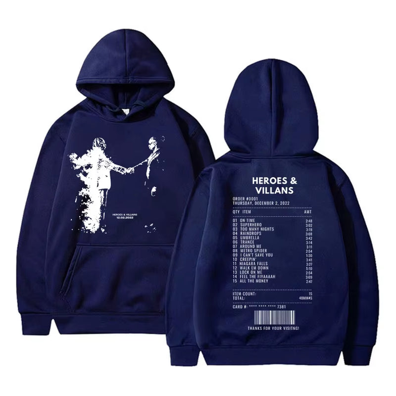 Rapper Metro Boomin Heroes & Villains Double Sided Print Hoodie Men Hip Hop Oversized Sweatshirt Men'S Fashion Trend Streetwear