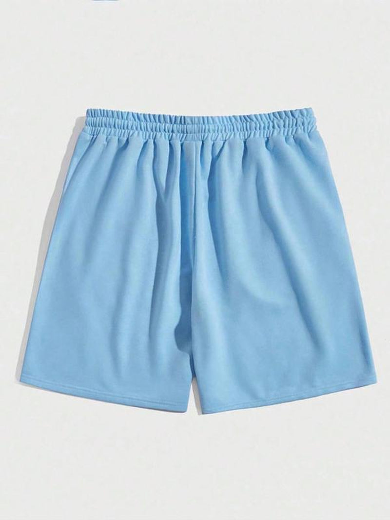Men'S Star & Letter Print Drawstring Waist Shorts, Y2K Casual Regular Fit Pocket Straight Leg Shorts for Summer, Mens Bottoms for Daily Wear
