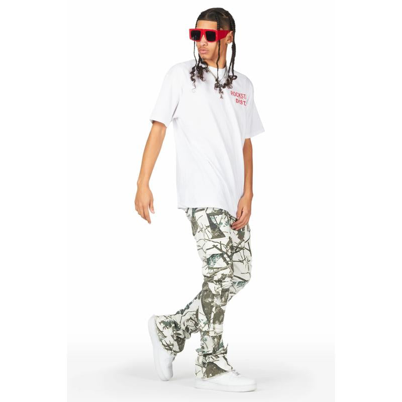 Zander White Tree Camo Stacked Flare Cargo Jean