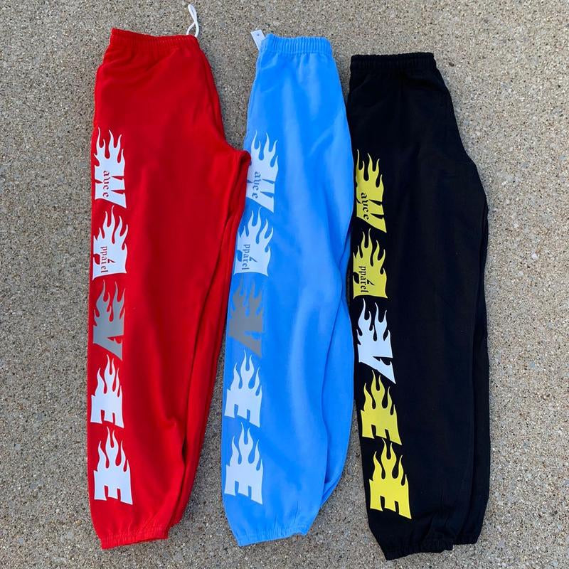 RED Wavee Apparel Sweat Pants, Unisex Street Wear Brand