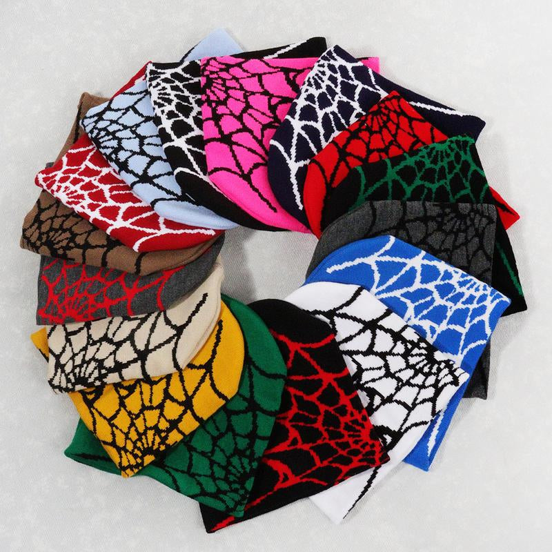 Winter Spider Web Y2K Jacquard Knit Hat Trendy New Pullover Hat for Both Men and Women Ideal Choice Beenie