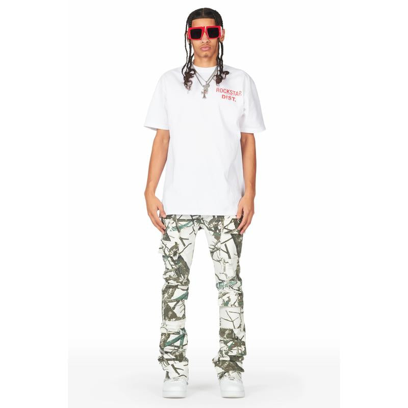 Zander White Tree Camo Stacked Flare Cargo Jean