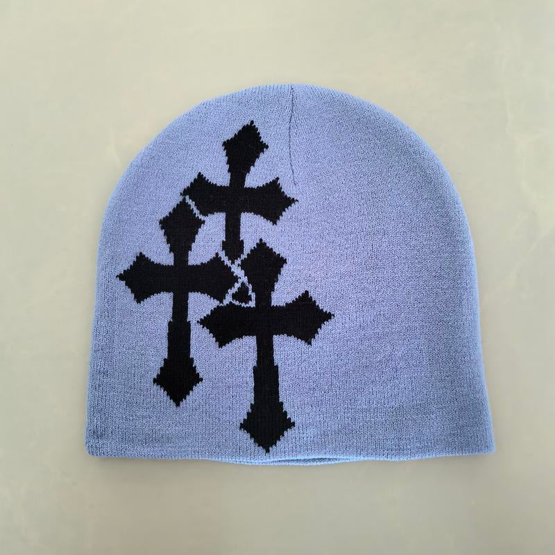 Y2K Crosshatch Beanies, Knitted Hat, Bean Cap, Flat-Top Hat, Suitable for Both Men and Women, Fashionable Accessory Sports Hat, Trendy Graphic Hat, Hip-Hop Hat, Street-Style Cold Hat, Outdoor Warm Hat for Spring, Autumn and Winter, Soft and Elastic Beenie