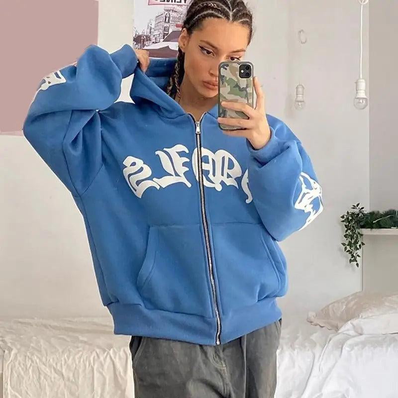 Vintage Y2K Hoodie Casual Loose Fit Womenswear