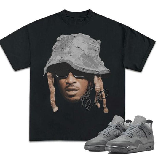 Retro 4S Wet Cement Unisex Tee - Black Hip-Hop Rap Graphic T-Shirt with Sneaker Matching Apparel, Y2K Streetwear Cotton Oversized Clothing
