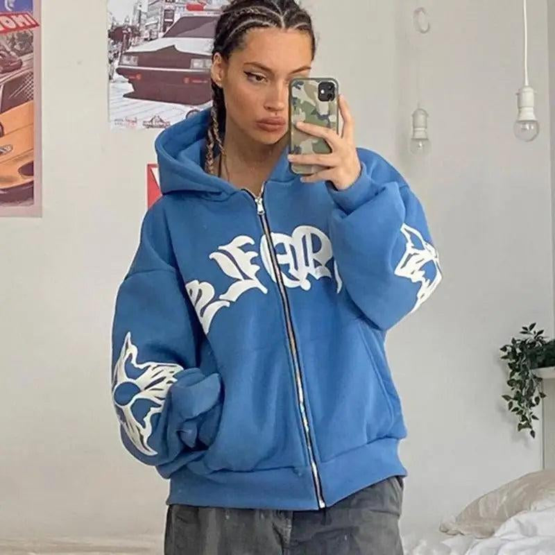 Vintage Y2K Hoodie Casual Loose Fit Womenswear