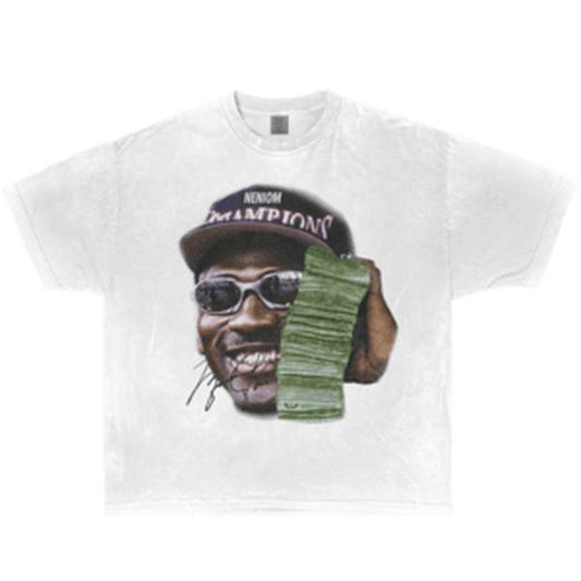 Michael Jordan Money Talk 2 Garment-Dyed T-Shirt Cotton Menswear Top Fabric Medium Oversized Relaxed Fit Stylish Streetwear Y2K Graphic Shirt Men Summer