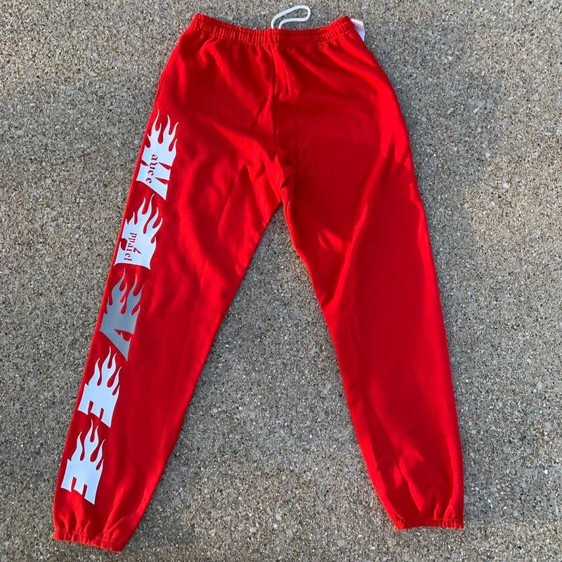 RED Wavee Apparel Sweat Pants, Unisex Street Wear Brand