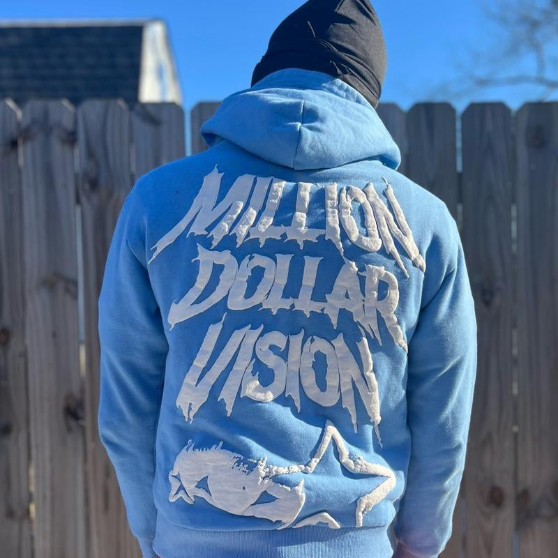 Money Culture Puff Print Zip up Jacket 100% Heavy Weight Cotton