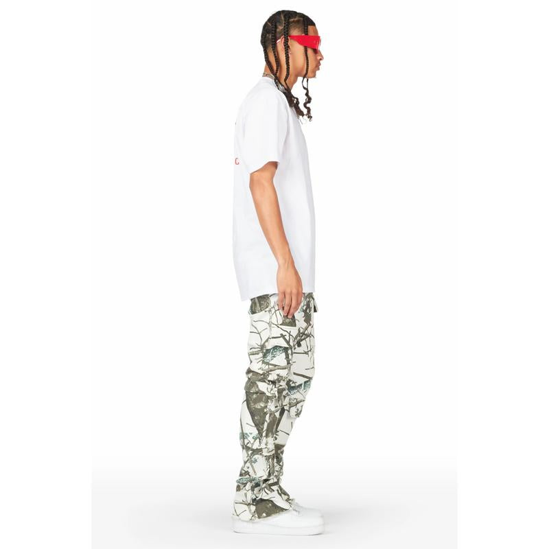 Zander White Tree Camo Stacked Flare Cargo Jean