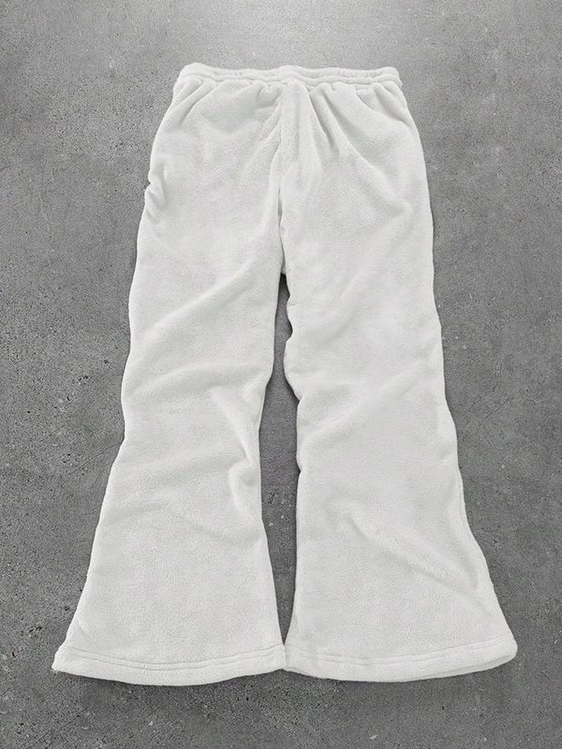 Unisex'S Thermal Lined Embroidery Drawstring Waist Sweatpants, Casual Street Pocket Trousers for Daily Wear, Unisex'S Bottoms for All Seasons