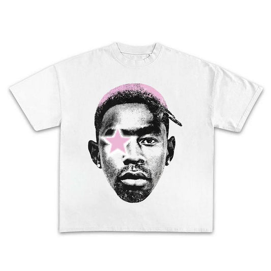 Tyler, the Creat0R Big Face Star Shirt Rap Tee Gift for Fans Rap Music Y2K Cotton Oversized Streetwear
