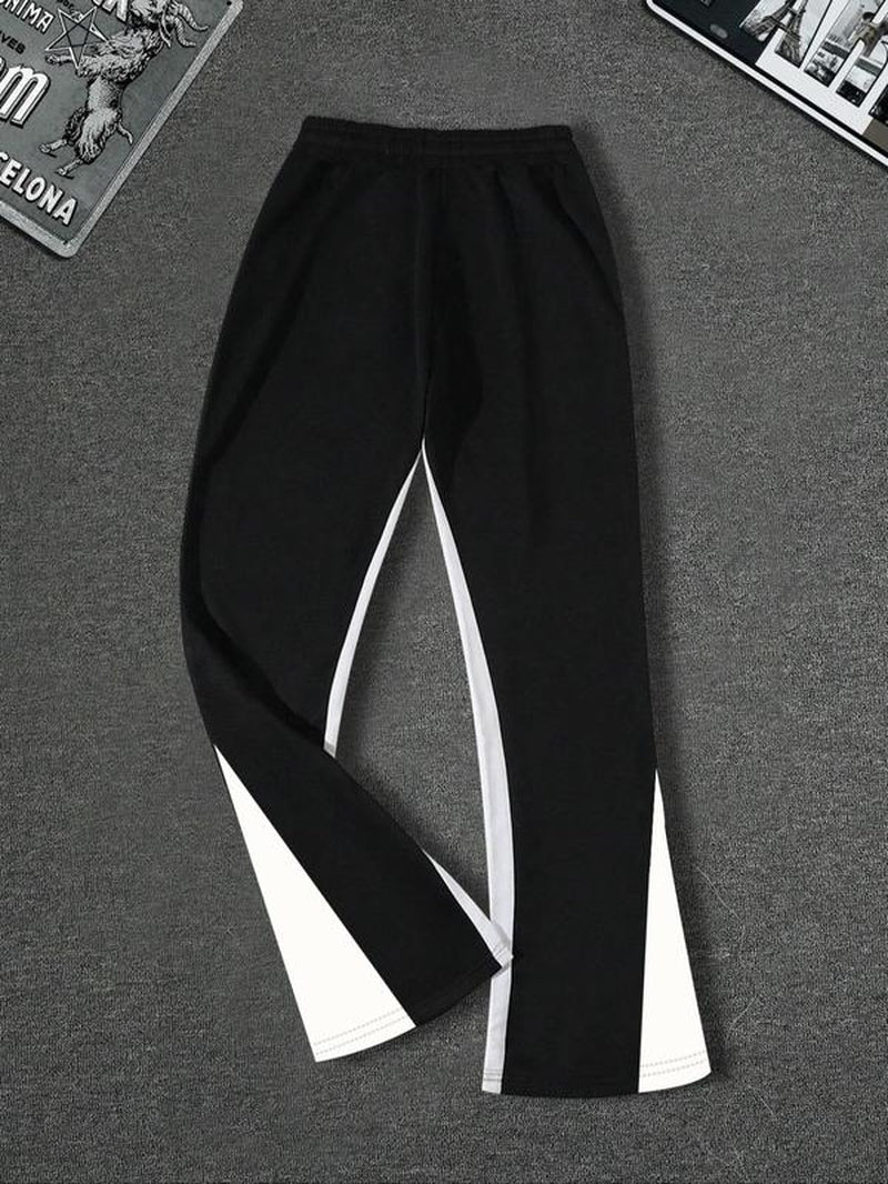 Men'S Letter Cross Graphic Print Drawstring Waist Sweatpants, Street Casual Pocket Trousers for Daily Wear, Men'S Bottoms for Summer