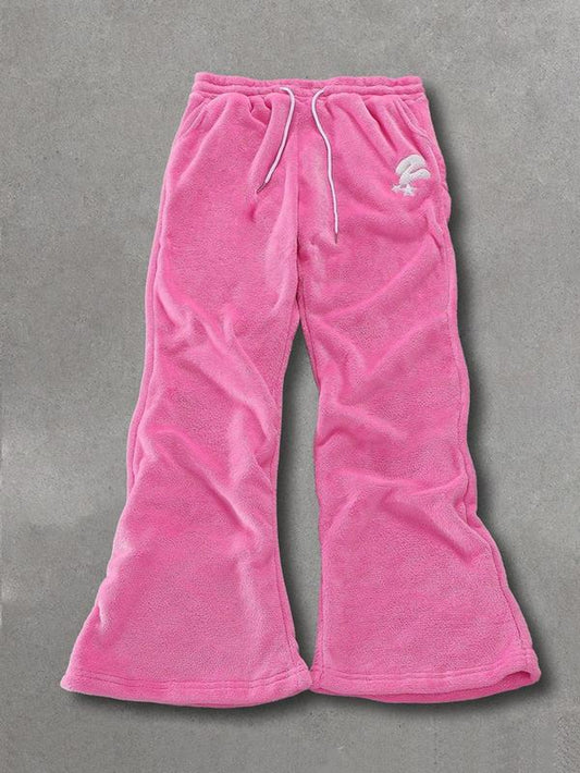 Unisex'S Thermal Lined Embroidery Drawstring Waist Sweatpants, Casual Street Pocket Trousers for Daily Wear, Unisex'S Bottoms for All Seasons
