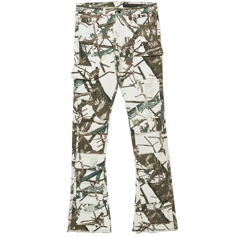 Zander White Tree Camo Stacked Flare Cargo Jean