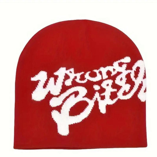Y2K-Inspired Letter Jacquard Knit Beanie for Men & Women - Stretchy Winter Hat