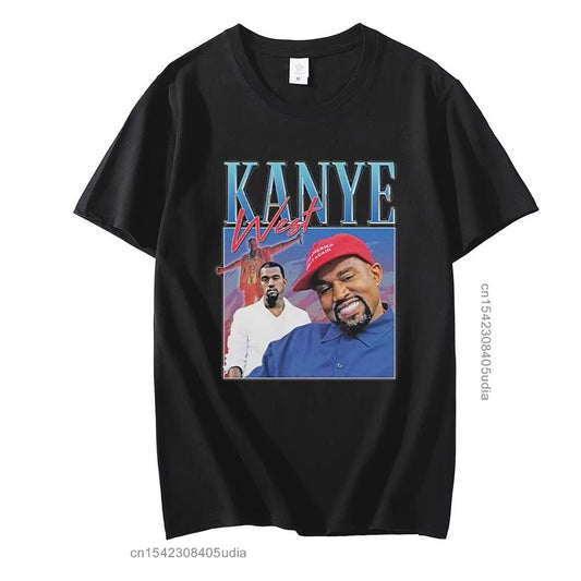 New Hip Hop T-Shirt Kanye West 90S Vintage Graphics Tee Shirt for Men Oversize Cotton Tshirt Streetwear Men