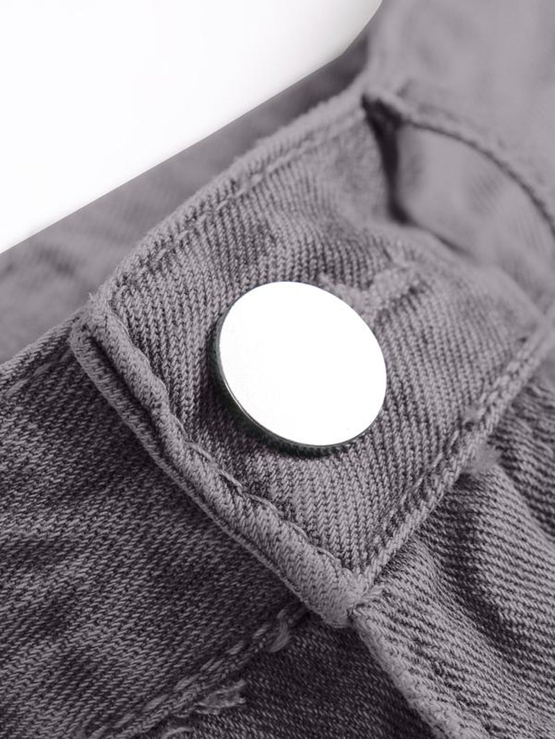 Grey Jeans for Men, Mid Waist Street Style Comfort Straight Leg Ripped Trousers for Daily Outdoor Wear, Menswear Fashion Streetwear Casual Pants