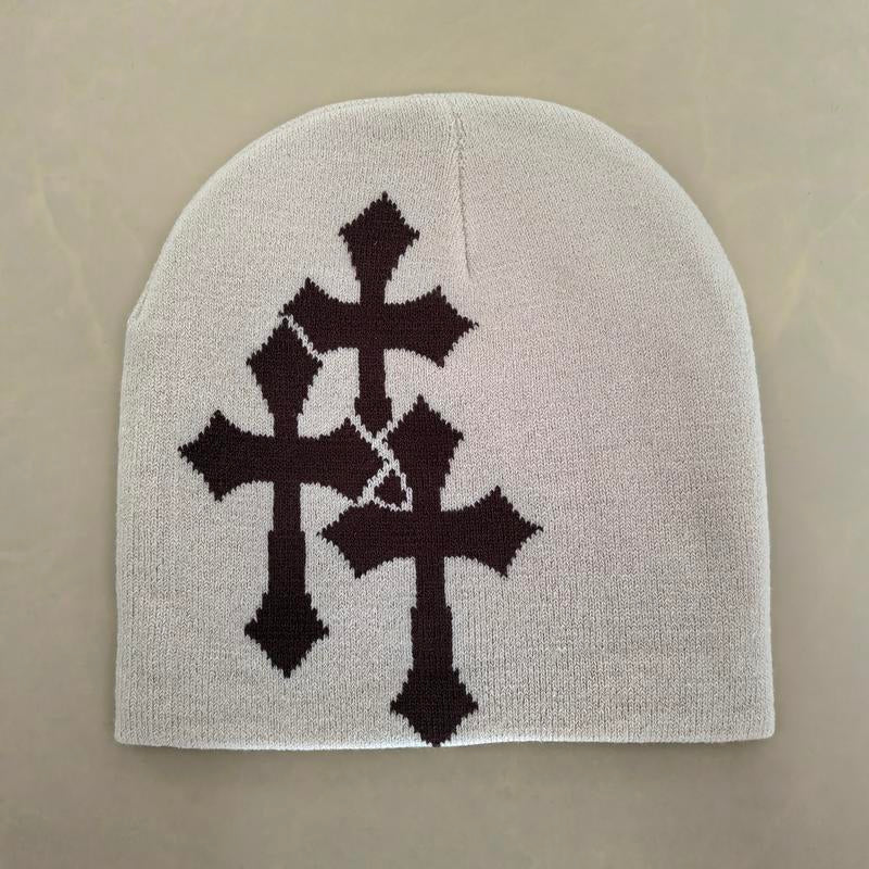 Y2K Crosshatch Beanies, Knitted Hat, Bean Cap, Flat-Top Hat, Suitable for Both Men and Women, Fashionable Accessory Sports Hat, Trendy Graphic Hat, Hip-Hop Hat, Street-Style Cold Hat, Outdoor Warm Hat for Spring, Autumn and Winter, Soft and Elastic Beenie