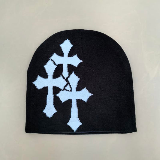 Y2K Crosshatch Beanies, Knitted Hat, Bean Cap, Flat-Top Hat, Suitable for Both Men and Women, Fashionable Accessory Sports Hat, Trendy Graphic Hat, Hip-Hop Hat, Street-Style Cold Hat, Outdoor Warm Hat for Spring, Autumn and Winter, Soft and Elastic Beenie