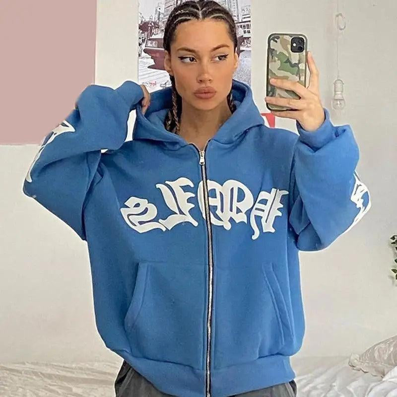 Vintage Y2K Hoodie Casual Loose Fit Womenswear