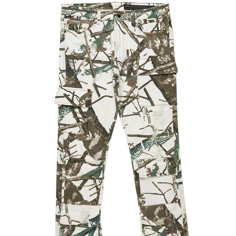 Zander White Tree Camo Stacked Flare Cargo Jean