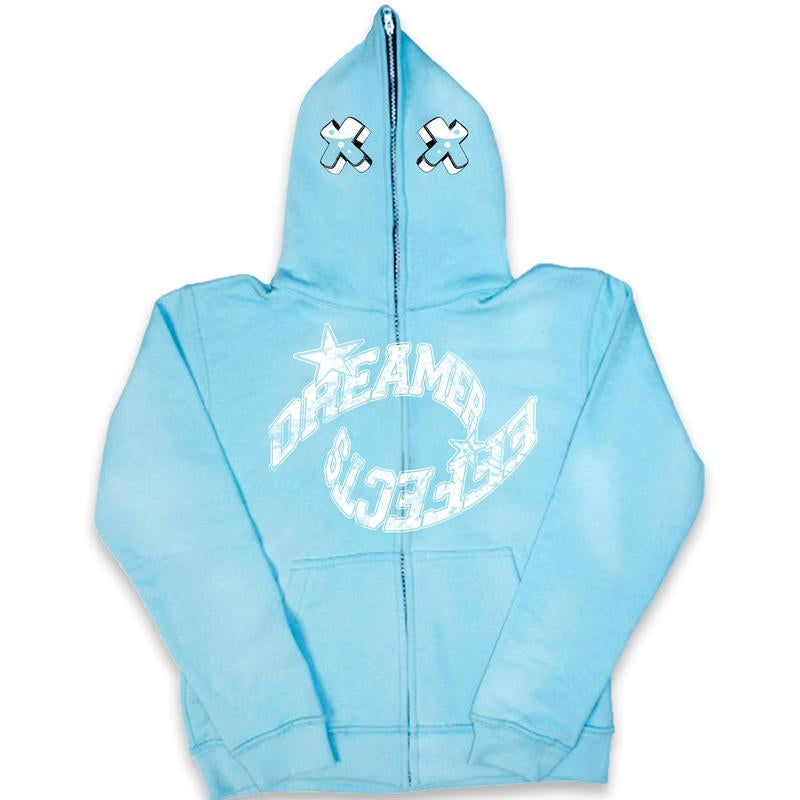 RETRO FULL ZIP UPS - with Screen Printed Y2K Style Streetwear Fashion Designs, Cozy 100% Cotton, and Satin Lined Hood