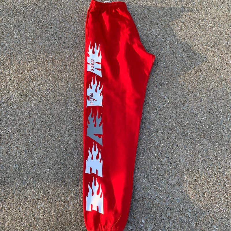 RED Wavee Apparel Sweat Pants, Unisex Street Wear Brand