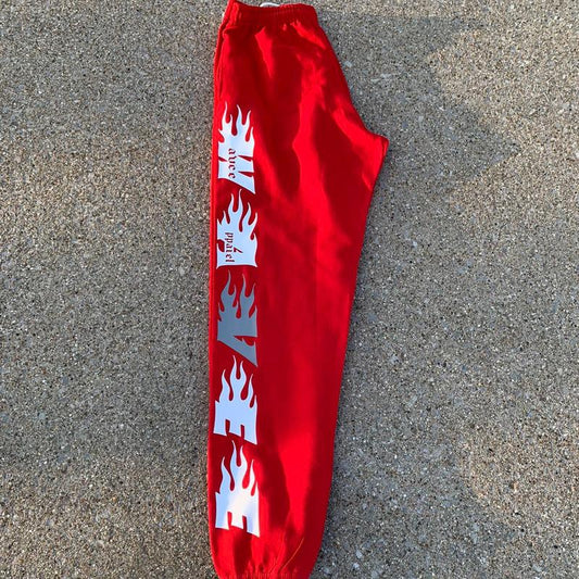RED Wavee Apparel Sweat Pants, Unisex Street Wear Brand