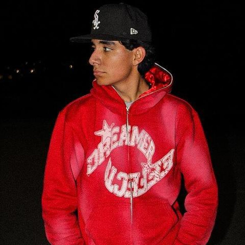 RETRO FULL ZIP UPS - with Screen Printed Y2K Style Streetwear Fashion Designs, Cozy 100% Cotton, and Satin Lined Hood