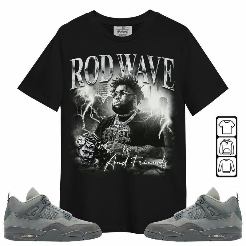 Rod Wave T-Shirt Match 4S Wet Cement Outfits Basic Graphic, Crewneck Y2K Fashion, Menswear Cotton Streetwear