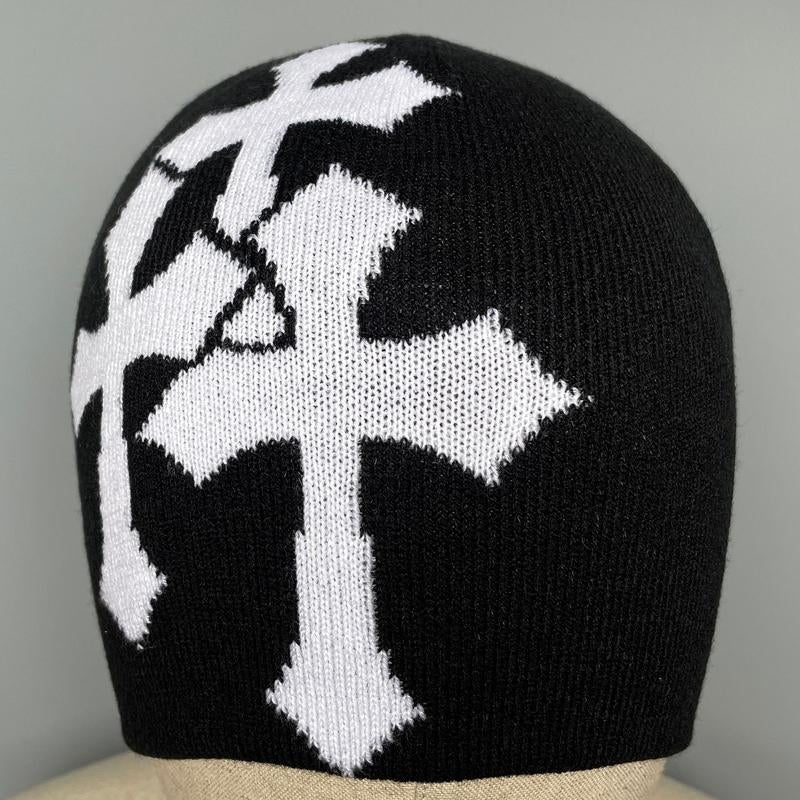 Y2K Crosshatch Beanies, Knitted Hat, Bean Cap, Flat-Top Hat, Suitable for Both Men and Women, Fashionable Accessory Sports Hat, Trendy Graphic Hat, Hip-Hop Hat, Street-Style Cold Hat, Outdoor Warm Hat for Spring, Autumn and Winter, Soft and Elastic Beenie