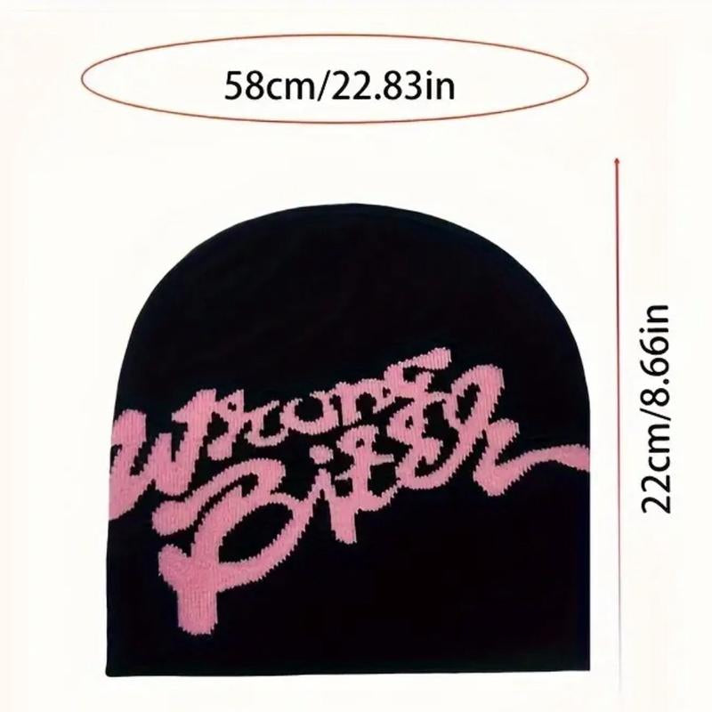 Y2K-Inspired Letter Jacquard Knit Beanie for Men & Women - Stretchy Winter Hat