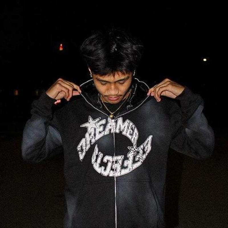 RETRO FULL ZIP UPS - with Screen Printed Y2K Style Streetwear Fashion Designs, Cozy 100% Cotton, and Satin Lined Hood