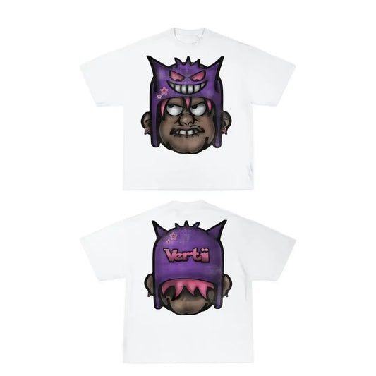 Streetwear T Shirt Men Y2K Hip Hop Rock Cartoon Pattern Printing Sweatshirt Graffiti Graphics Oversized Crew Neck Short Sleeve