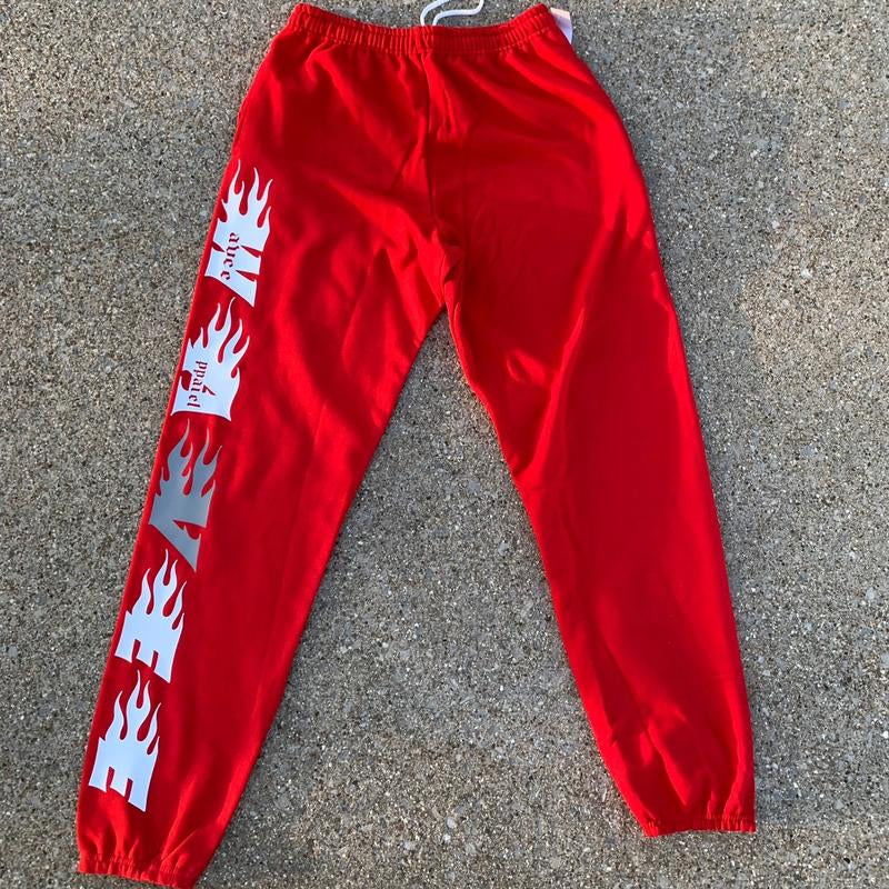 RED Wavee Apparel Sweat Pants, Unisex Street Wear Brand